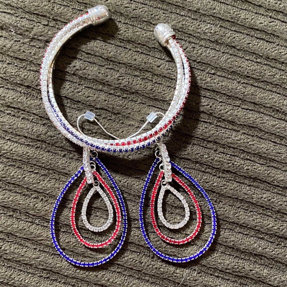 Elegant sparkling Silver and Red Beaded Hoop Earrings